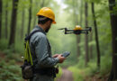 Tecnico em agrimensura operando drone